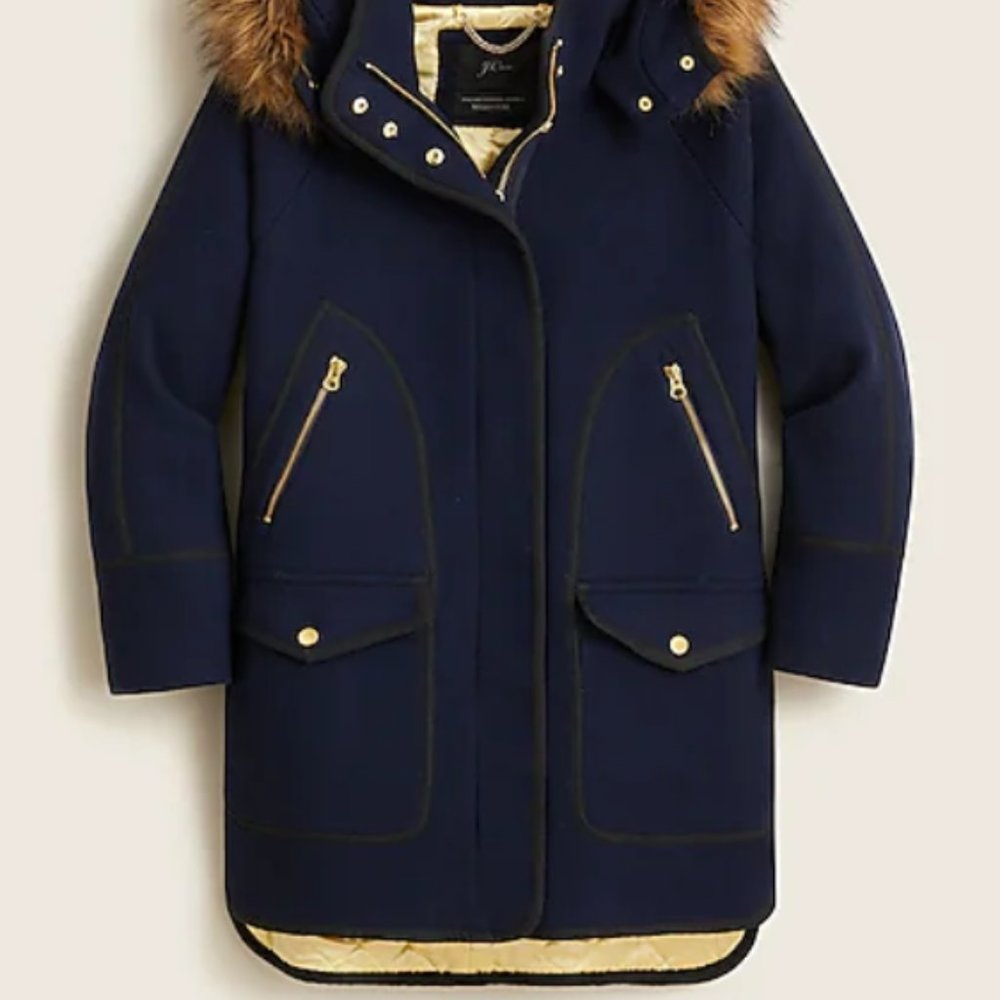 J. Crew Summit Parka in Italian Stadium-cloth Wool coat w/o fur collar